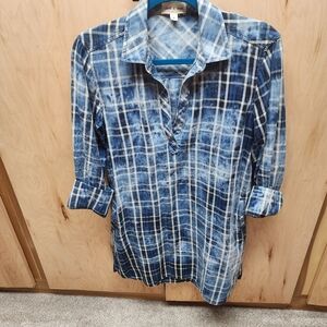 Cloth & Stone Blue Plaid Mini Dress